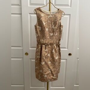 Eliza J Beige and Gold Floral Mini Dress